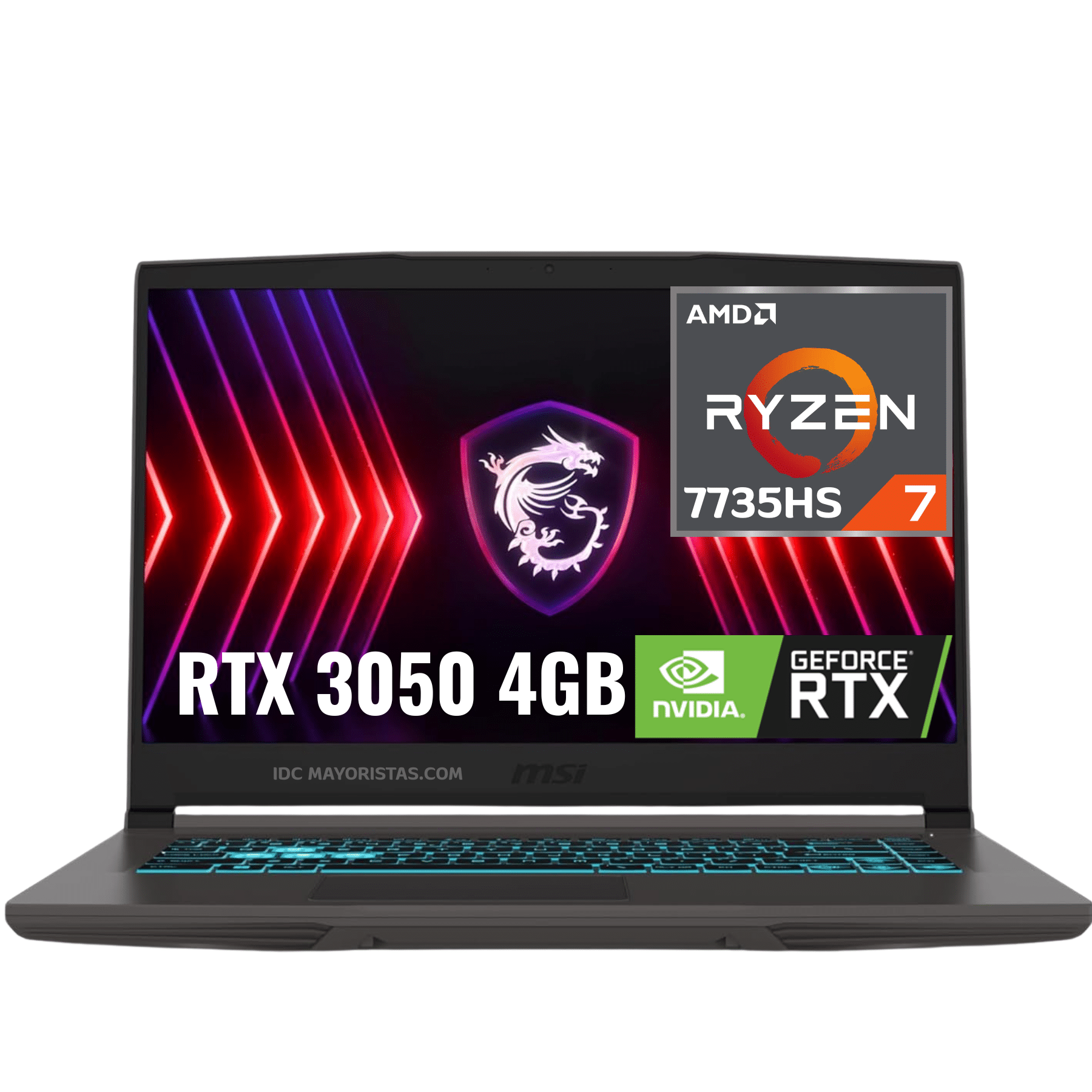 LAPTOP MSI THIN A15 B7UC RYZEN 7 7735HS +16GB RAM +512GB SSD +RTX 3050 4GB